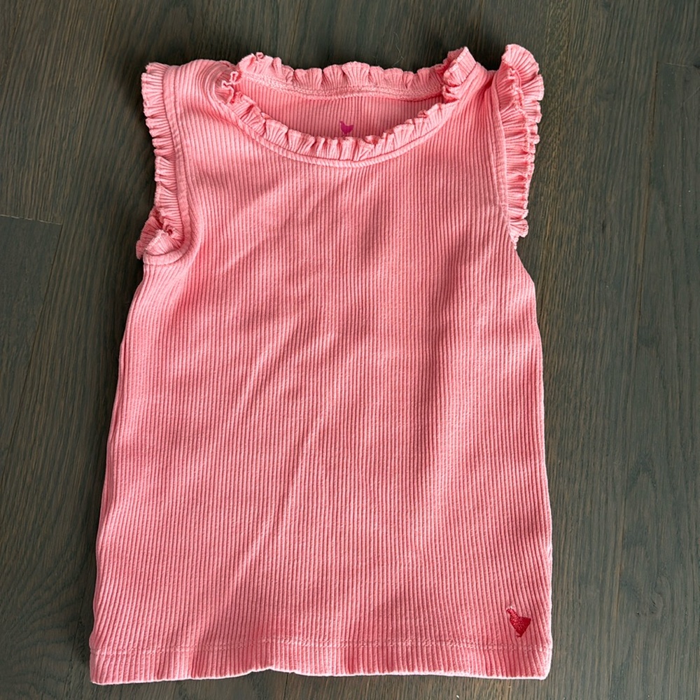 Pink Chicken Girls Organic Ruffle Rib Tank - Confetti Pink size 5y EUC